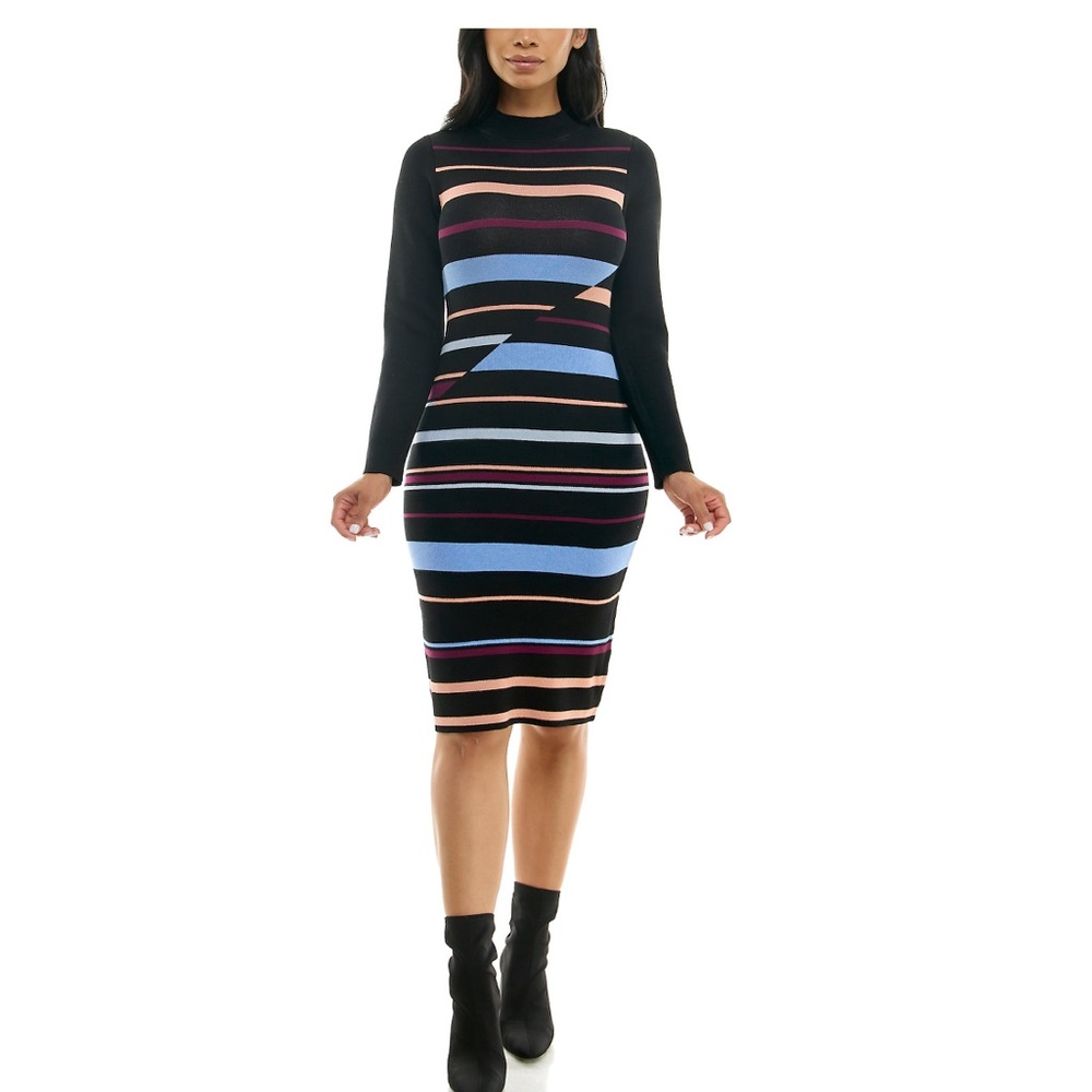 Ribbed stripe sweater dress